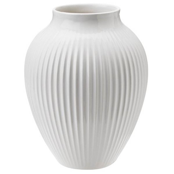 Knabstrup Keramik, vase rill 12,5cm hvit