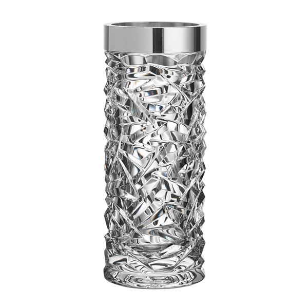 Orrefors, carat vase sølvkant H24cm