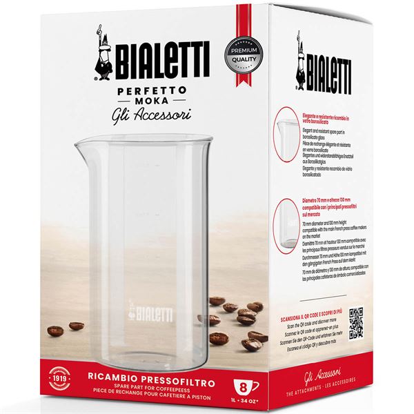 Bialetti, reserveglass 1ltr 100cl klar