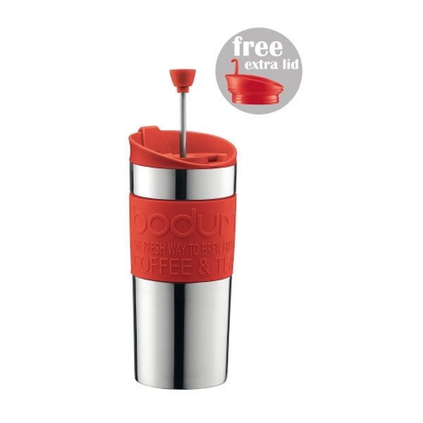 Bodum, travel mug press 0,35l rød m/ekst