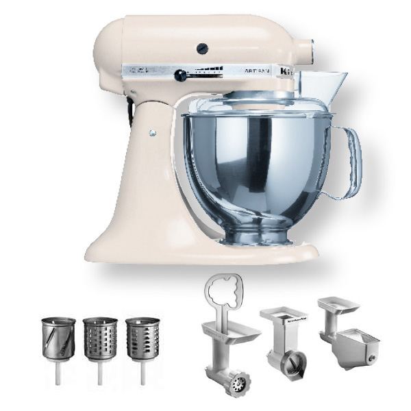 Kitchen Aid, kjøkkenmaskin krem m/kombin