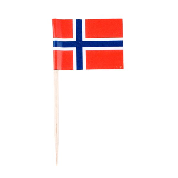 Cacas, flagg norske med pinne 10pk