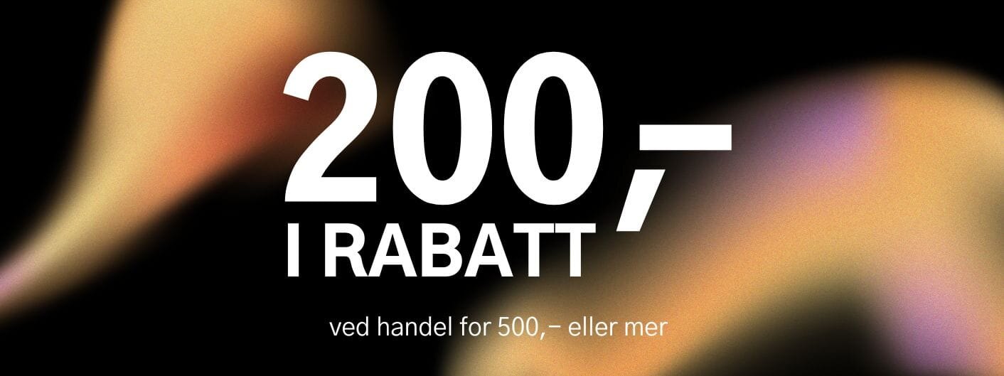 200 kroner i rabatt ved handel for 500 kroner eller mer. Gjelder alle varer merket med kupong.