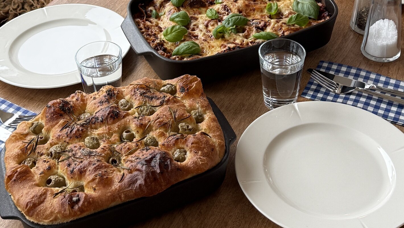 Focaccia i ildfast form