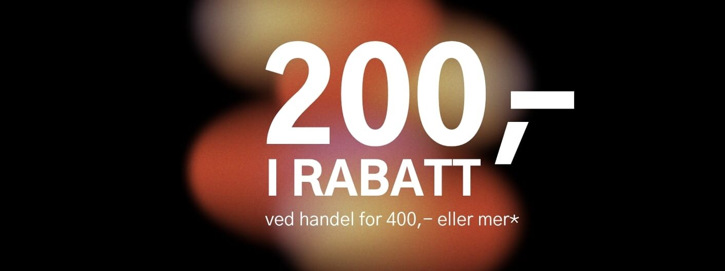 200 kroner i rabatt ved handel for 400 kroner eller mer. Gjelder alle varer merket med kupong.