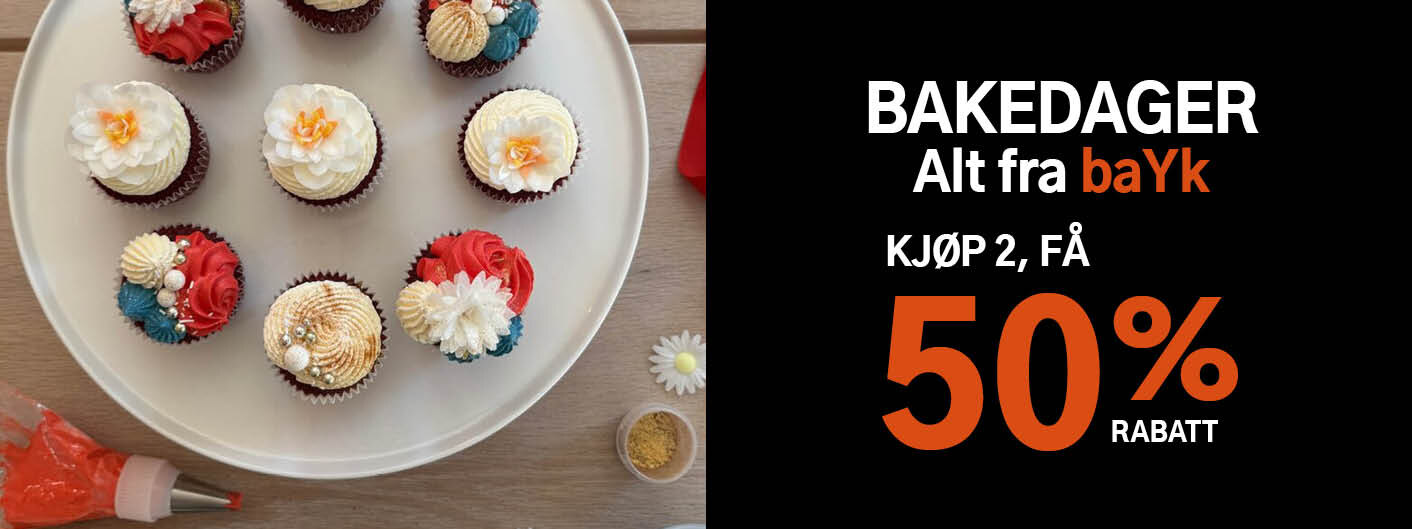 Bakedager: alt fra bAYk kjøp 2, få 50% rabatt