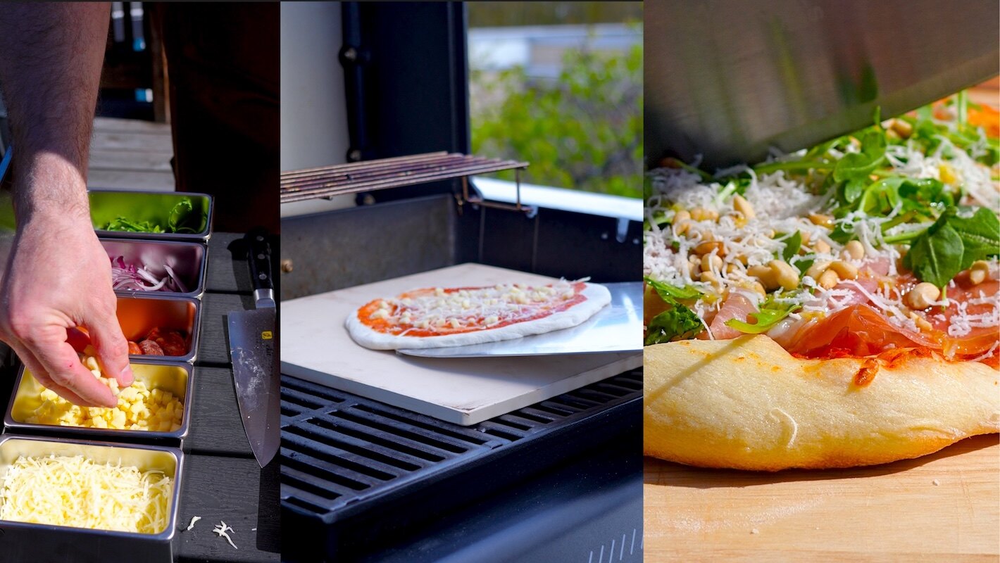 Stamkokkens pizza på grillen