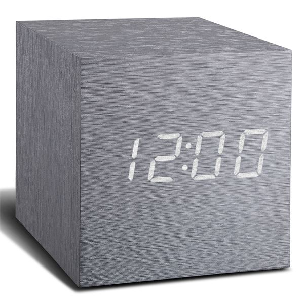 Gingko, cube click clock aluminium