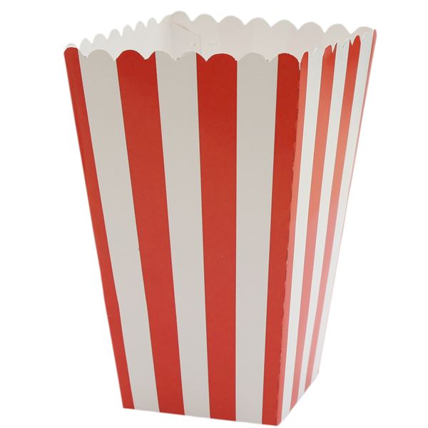 Cacas, boks popcorn rød/hvit stripet 6pk