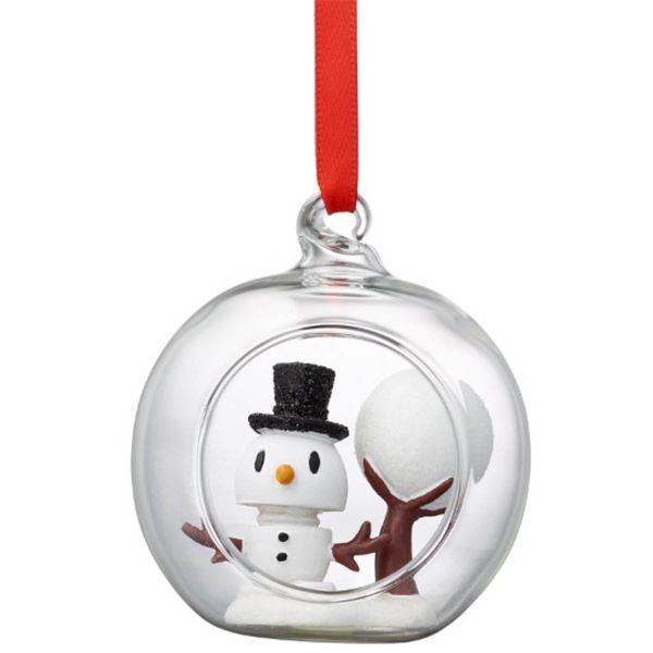 Hoptimist, snowman glass ornament